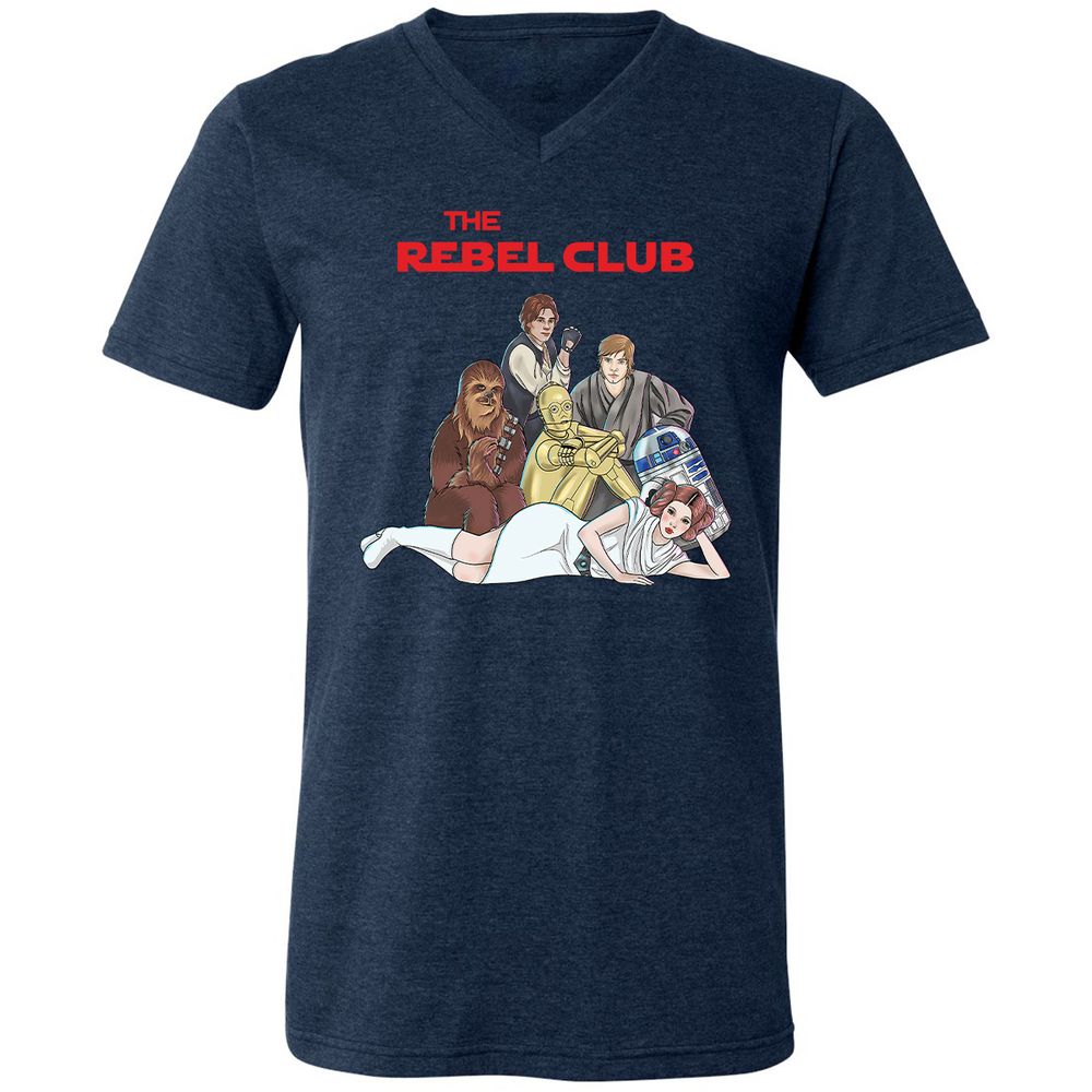 Unisex V-Neck T-Shirt - L9E5HNHR - Heather Navy - 15