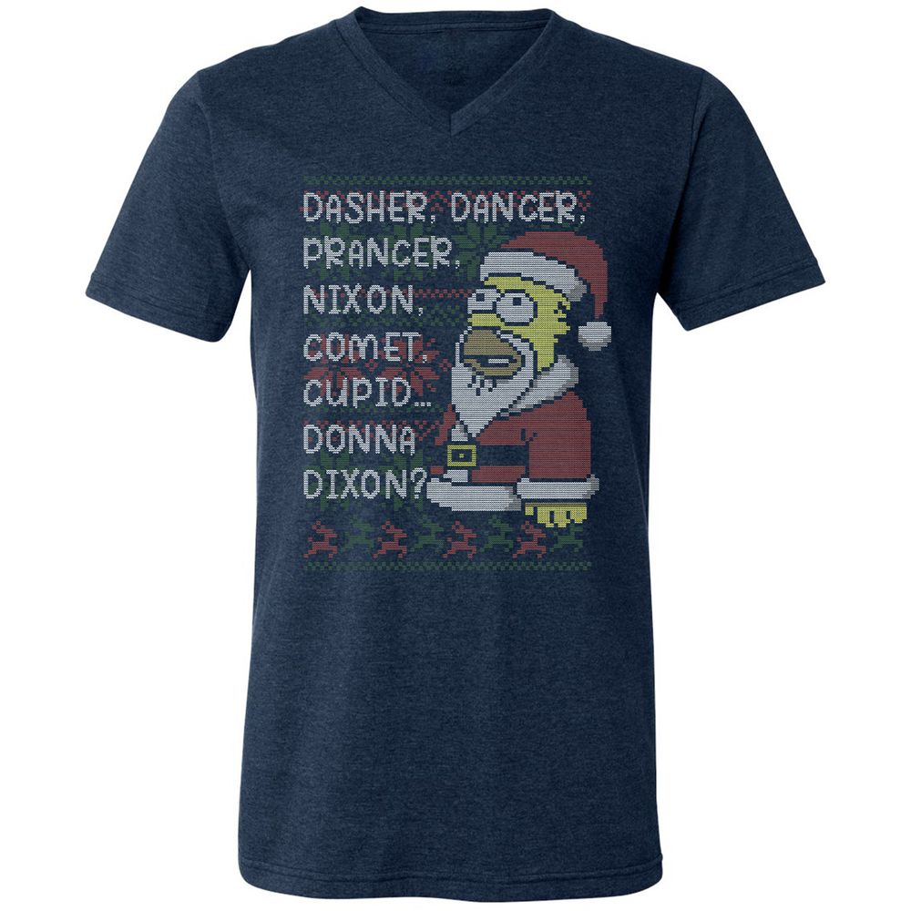 Unisex V-Neck T-Shirt - XU99ZG5J - Heather Navy - 15