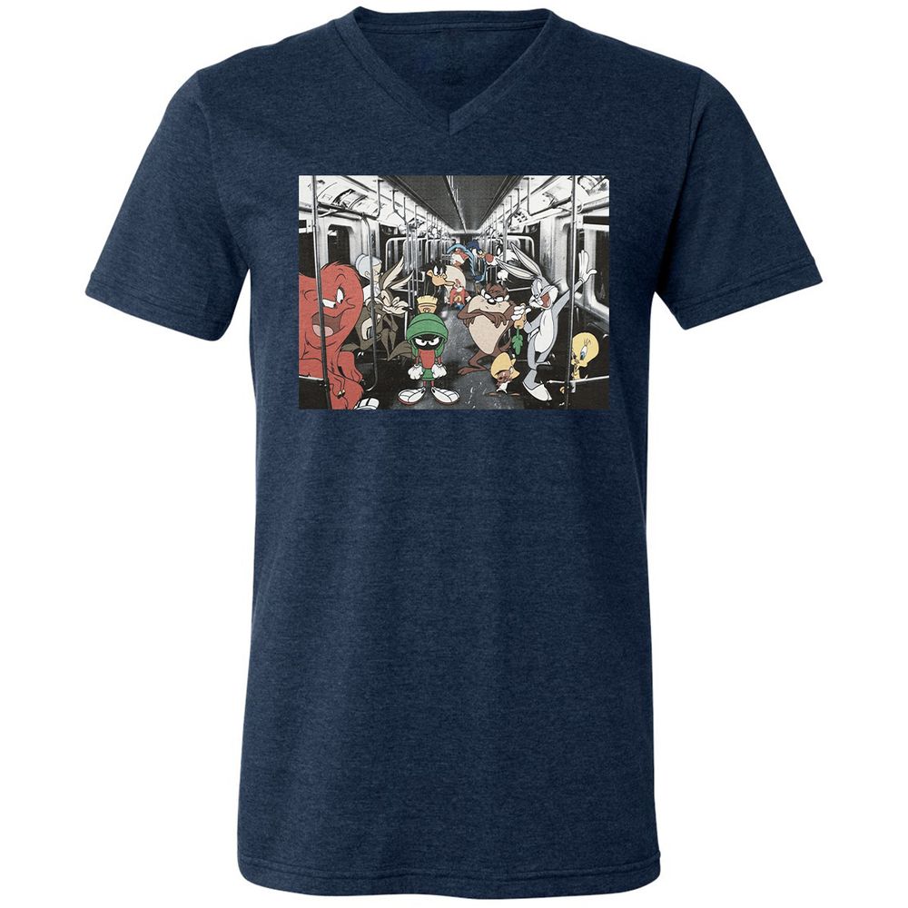 Unisex V-Neck T-Shirt - 2E9CCWFK - Heather Navy - 15