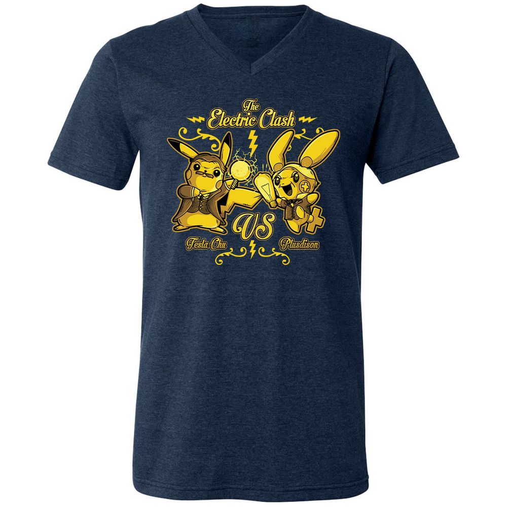 Unisex V-Neck T-Shirt - QWFGCXPK - Heather Navy - 15