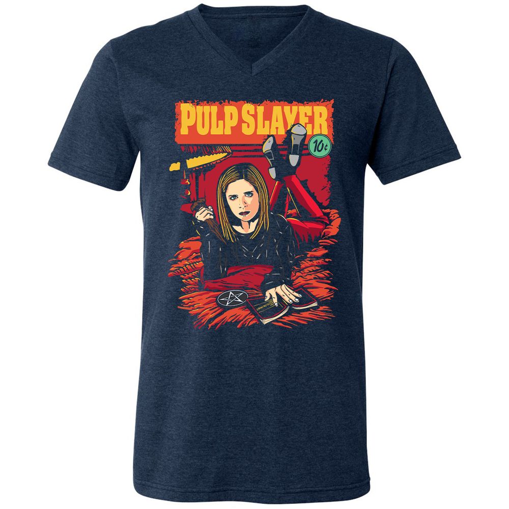 Unisex V-Neck T-Shirt - VH1AD7EJ - Heather Navy - 15