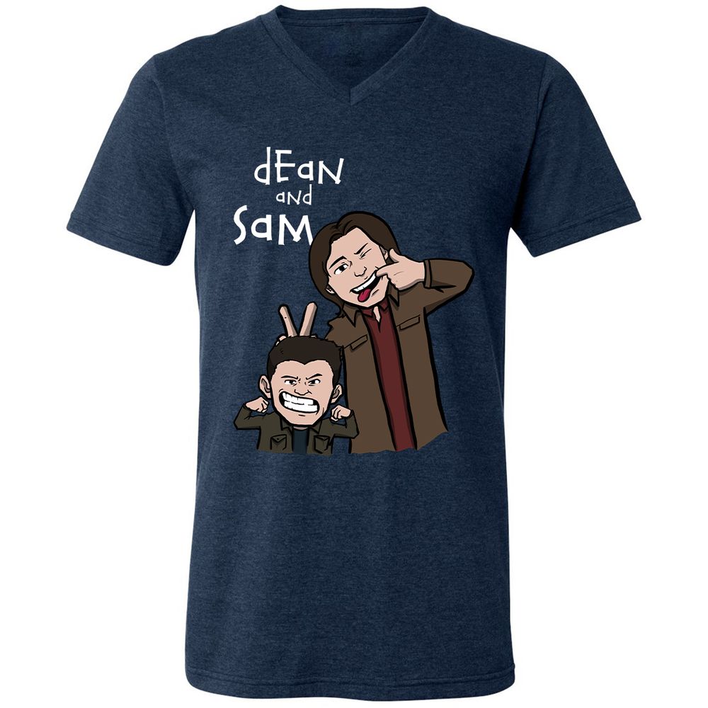 Unisex V-Neck T-Shirt - FKY5WHW4 - Heather Navy - 15