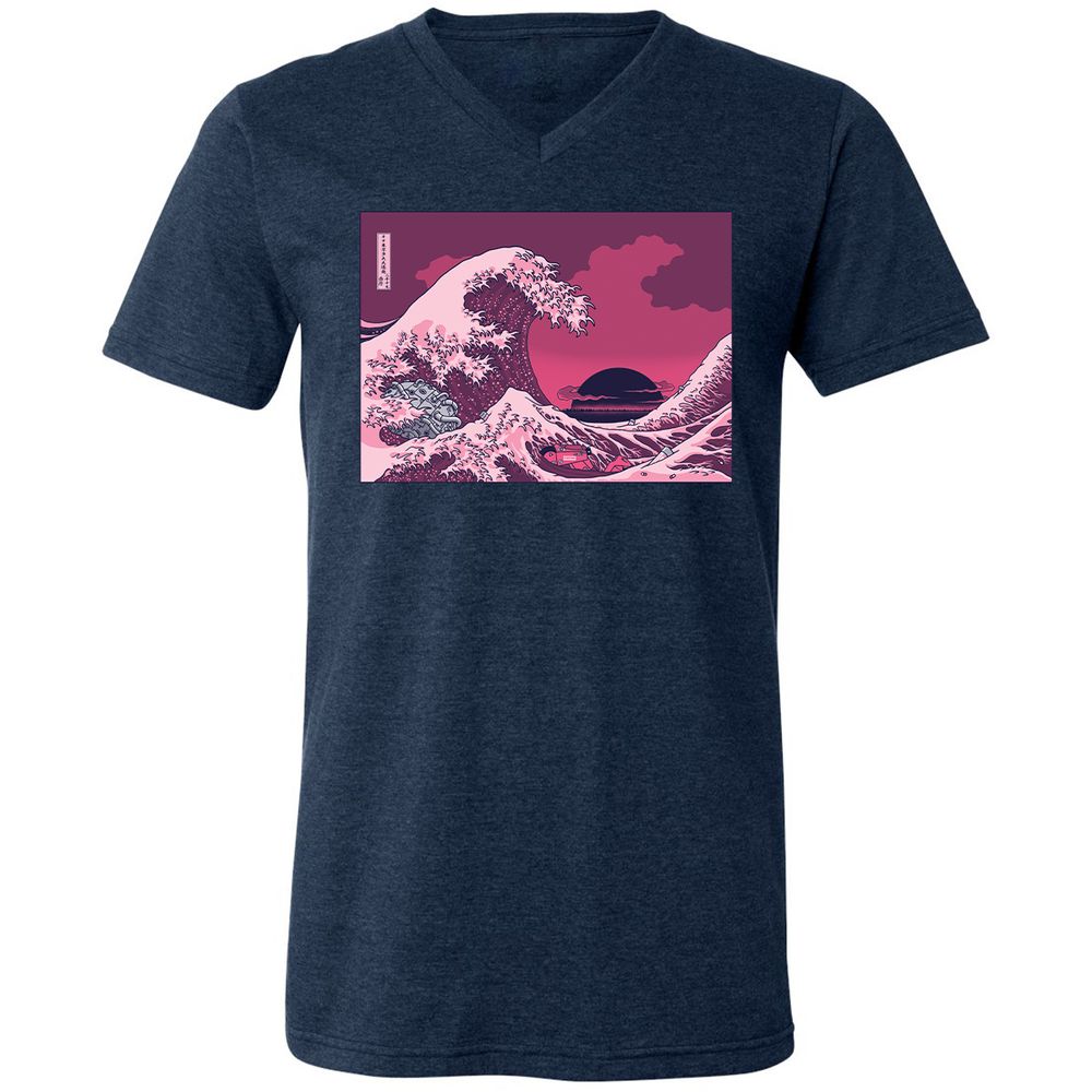 Unisex V-Neck T-Shirt - X3K16NQX - Heather Navy - 15