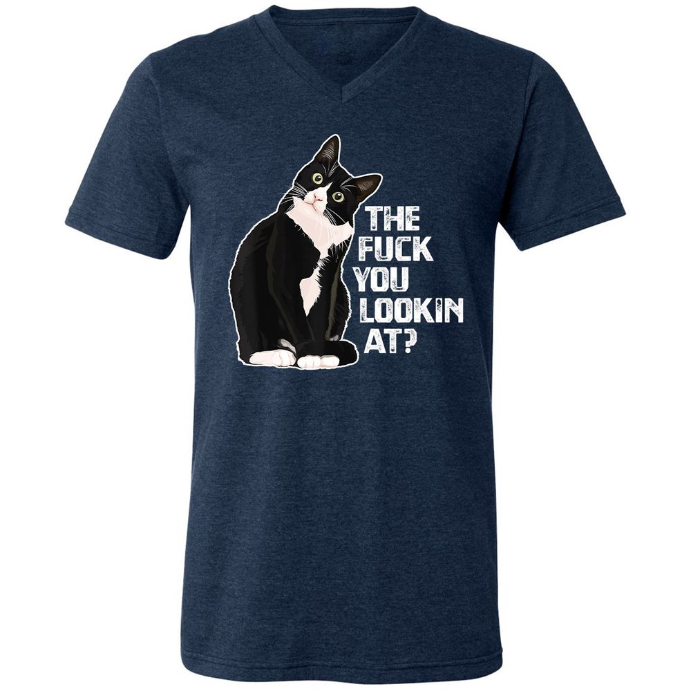 Unisex V-Neck T-Shirt - NWKDUSVB - Heather Navy - 15