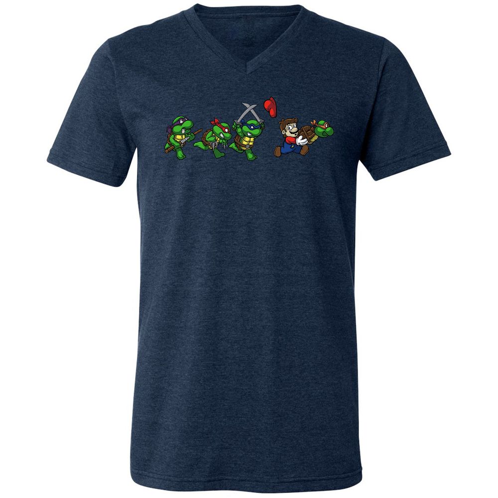 Unisex V-Neck T-Shirt - ELFBWU2L - Heather Navy - 15