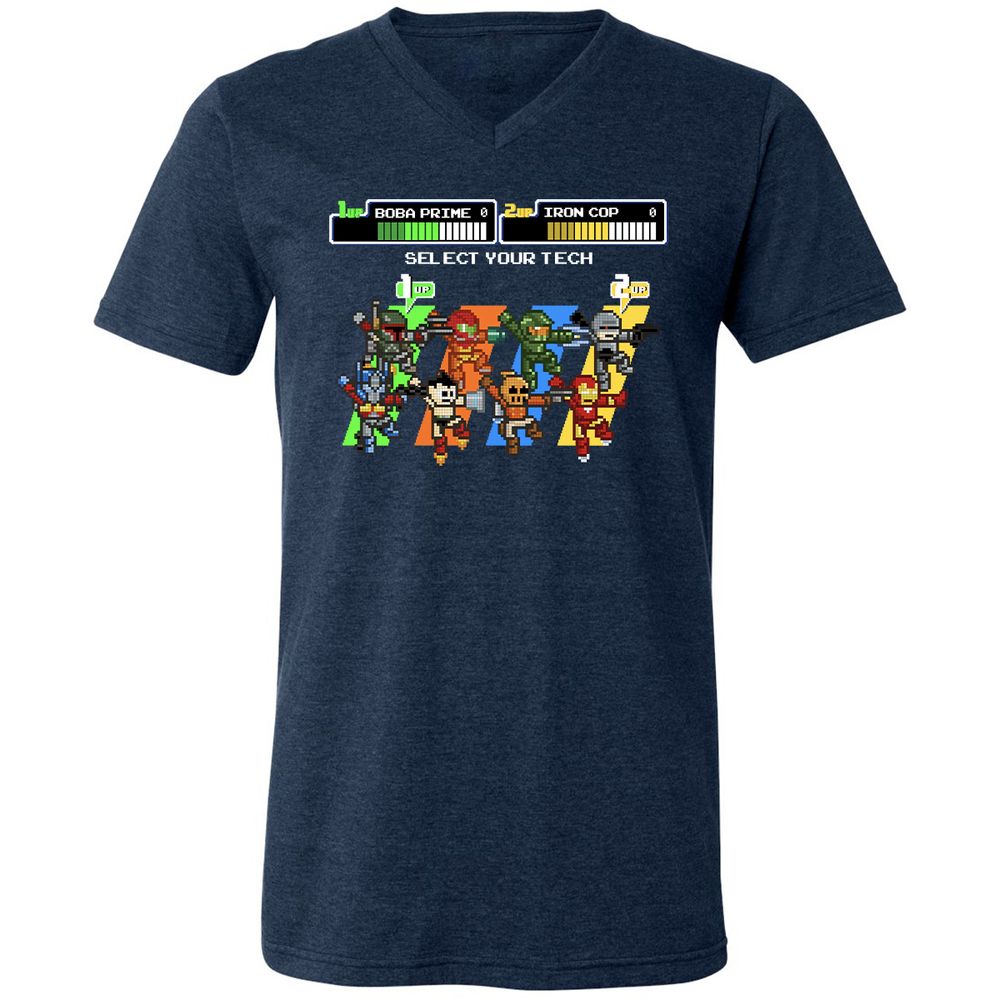 Unisex V-Neck T-Shirt - THQV8UVU - Heather Navy - 15