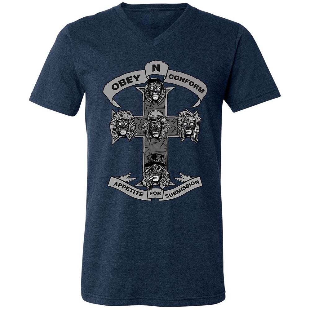 Unisex V-Neck T-Shirt - 83P2CZXJ - Heather Navy - 15