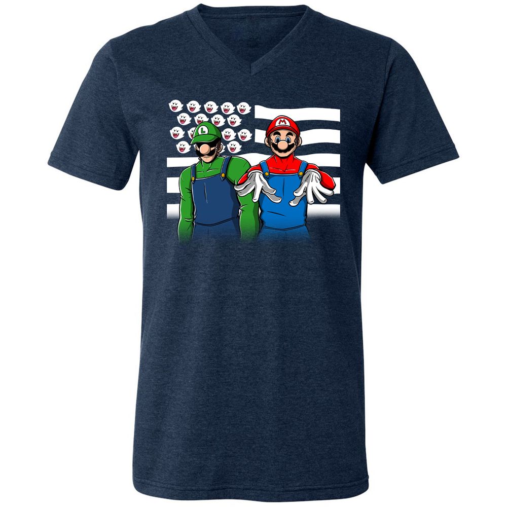 Unisex V-Neck T-Shirt - MG5DRRDX - Heather Navy - 15