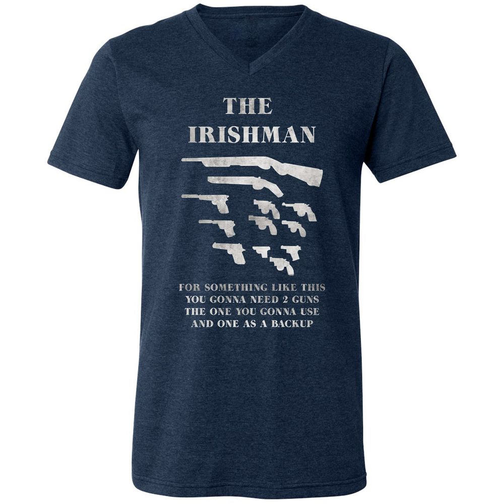 Unisex V-Neck T-Shirt - 3NSSRDYL - Heather Navy - 15