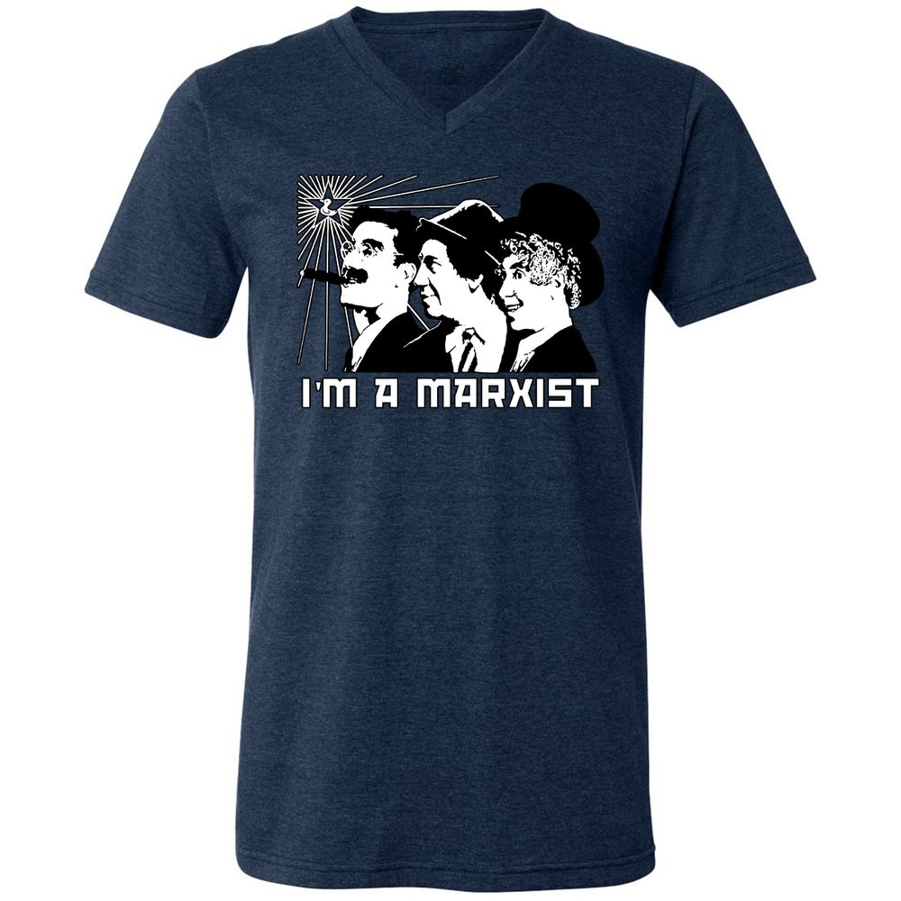 Unisex V-Neck T-Shirt - J9LPN5CU - Heather Navy - 15