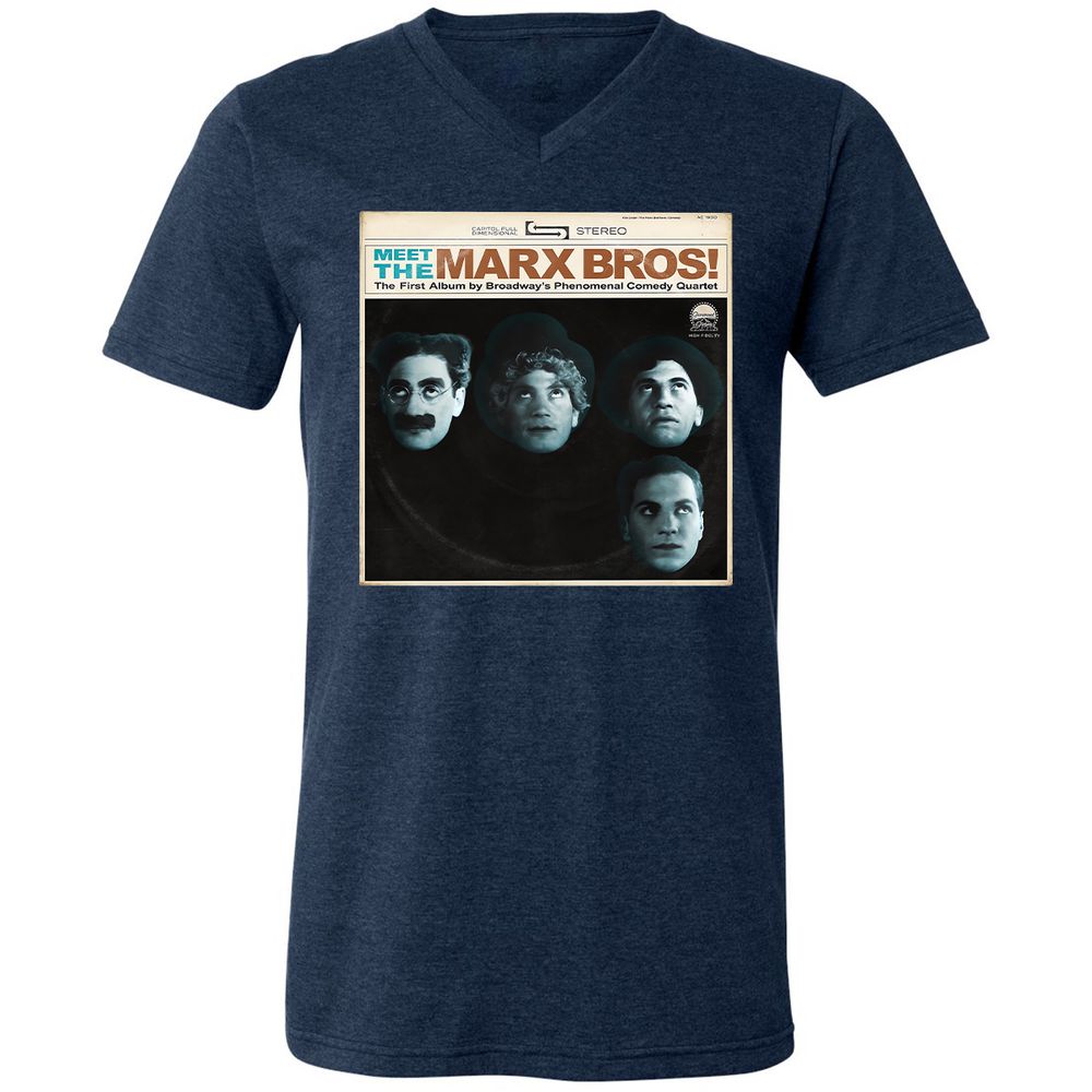 Unisex V-Neck T-Shirt - HWUDPKV6 - Heather Navy - 15