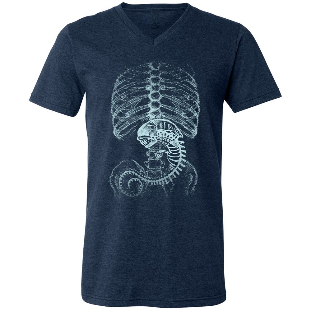 Unisex V-Neck T-Shirt - AXNNW9YT - Heather Navy - 15