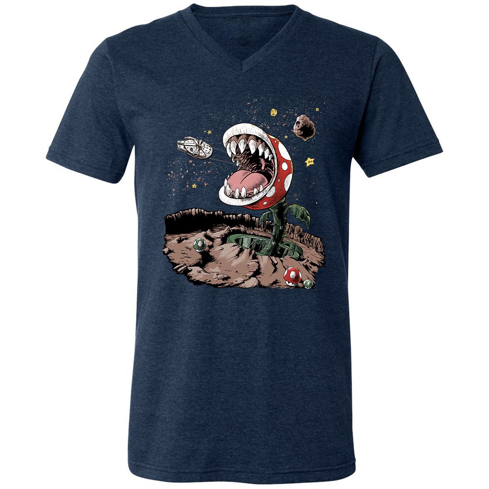 Unisex V-Neck T-Shirt - 5JBQEE7N - Heather Navy - 15