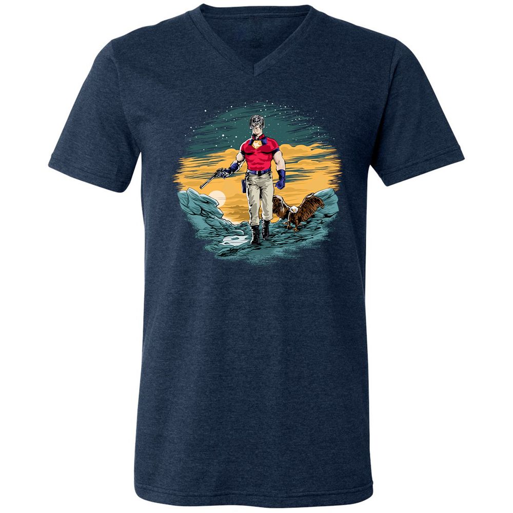 Unisex V-Neck T-Shirt - EGTFR1WN - Heather Navy - 15