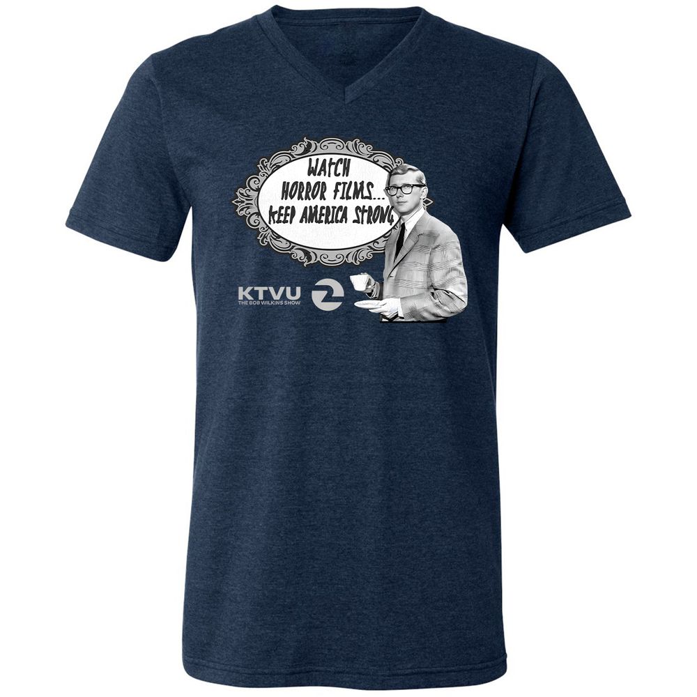 Unisex V-Neck T-Shirt - E4B4G1ST - Heather Navy - 15