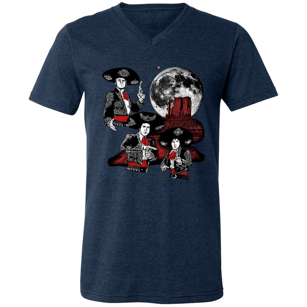 Unisex V-Neck T-Shirt - YW8XA733 - Heather Navy - 15