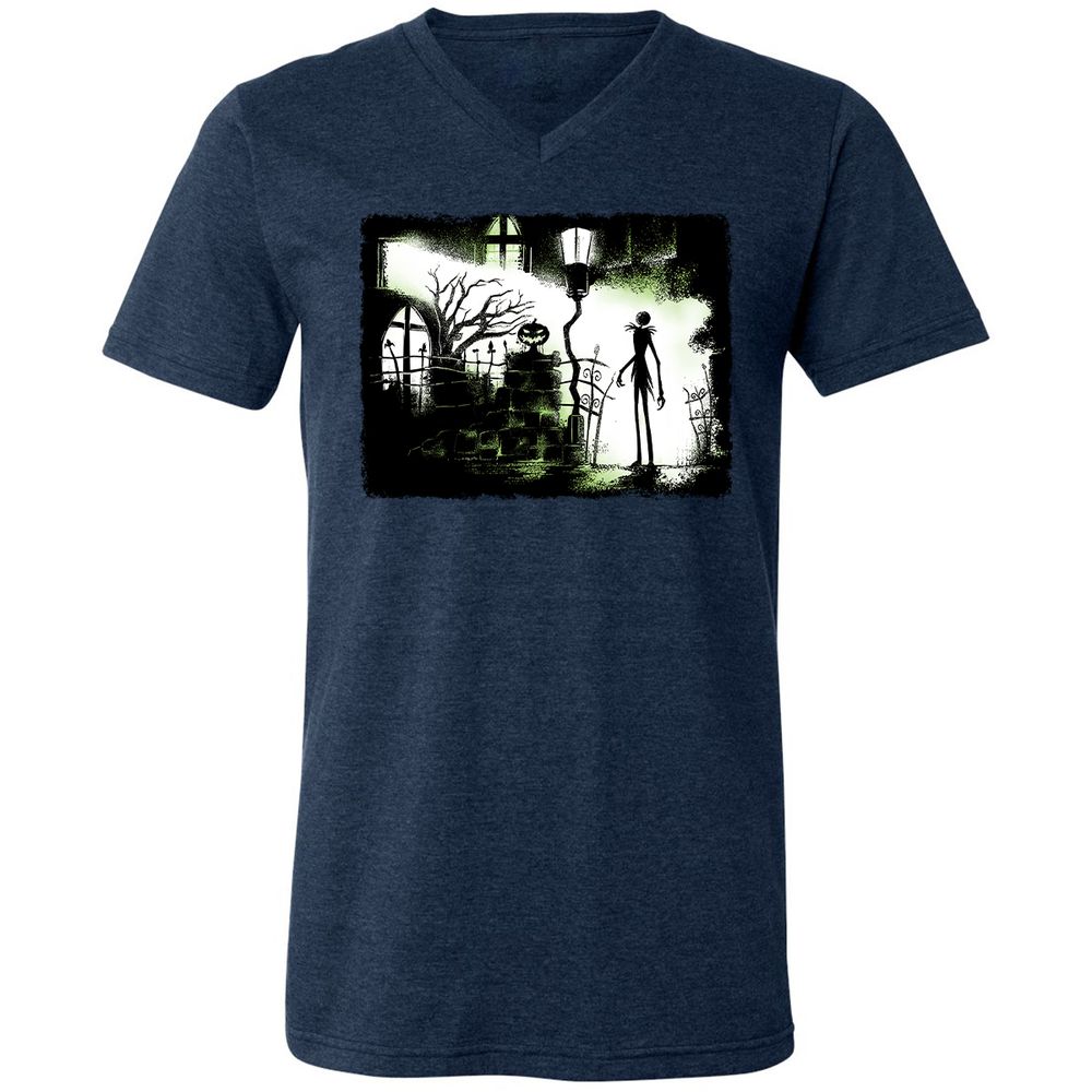 Unisex V-Neck T-Shirt - Black - Heather Navy - 15