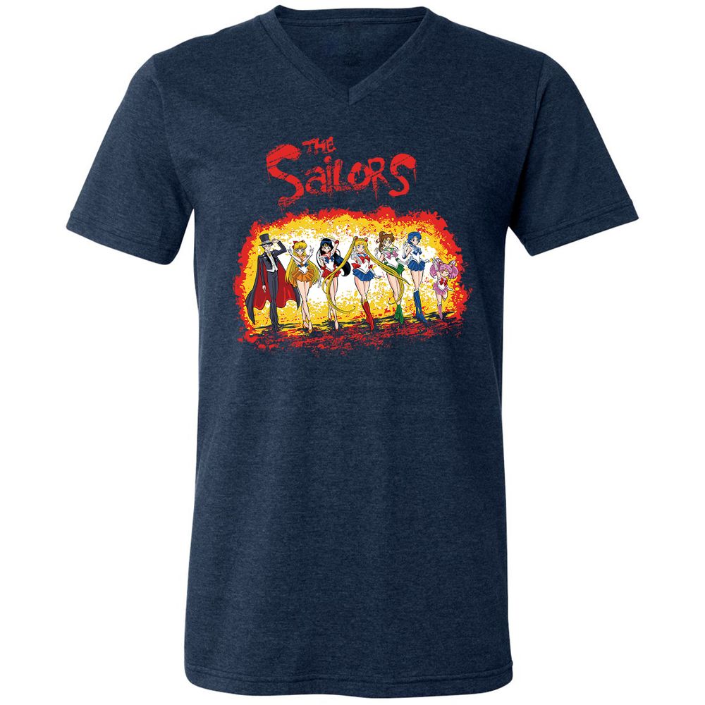 Unisex V-Neck T-Shirt - TJEQEL99 - Heather Navy - 15