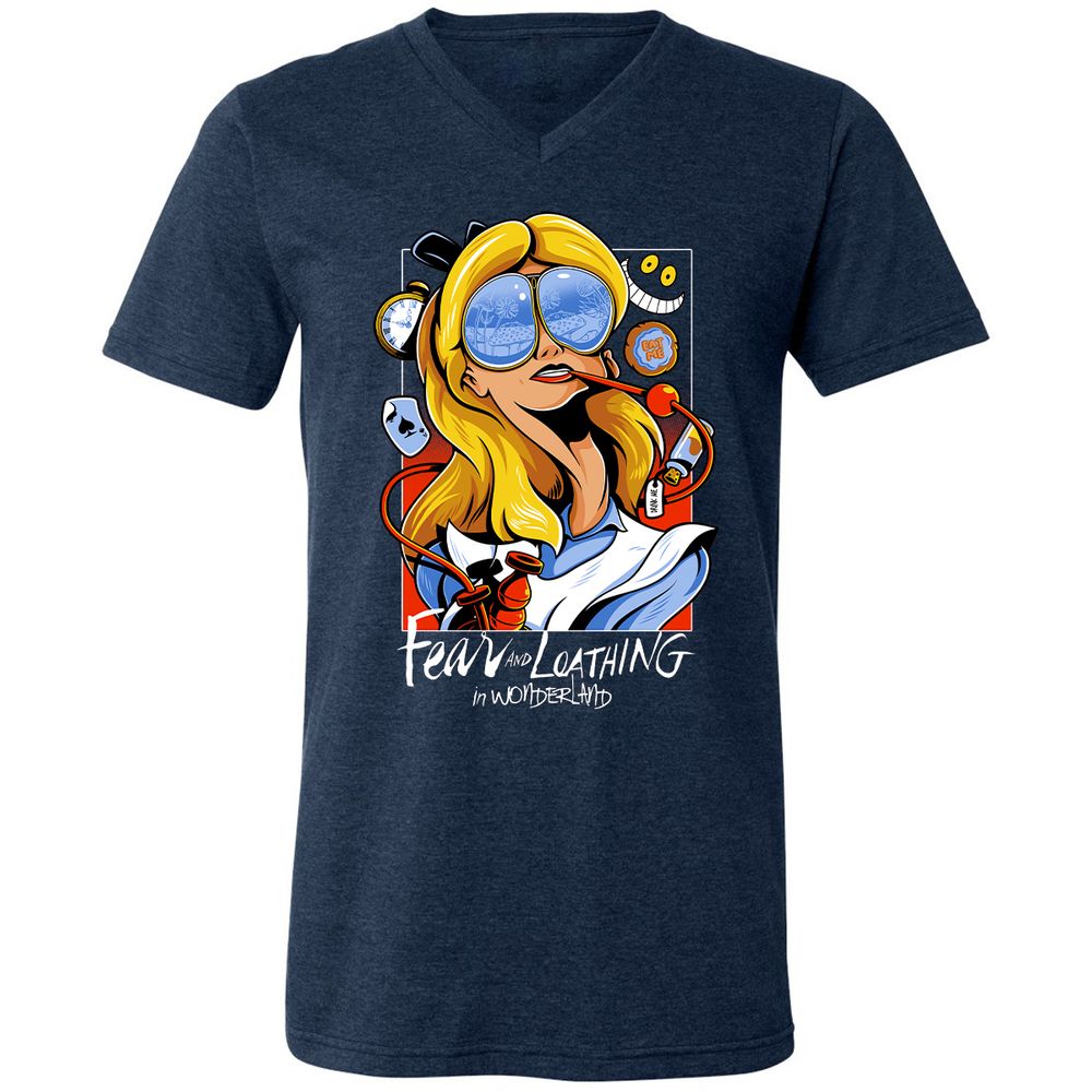 Unisex V-Neck T-Shirt - P7K7CRL8 - Heather Navy - 15