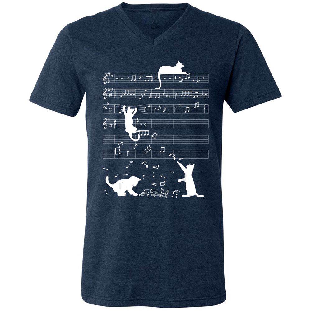 Unisex V-Neck T-Shirt - PDNJ7Z77 - Heather Navy - 15