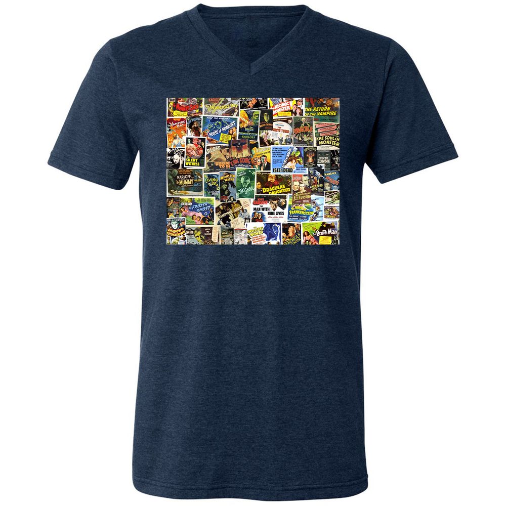 Unisex V-Neck T-Shirt - ZB6U65SP - Heather Navy - 15