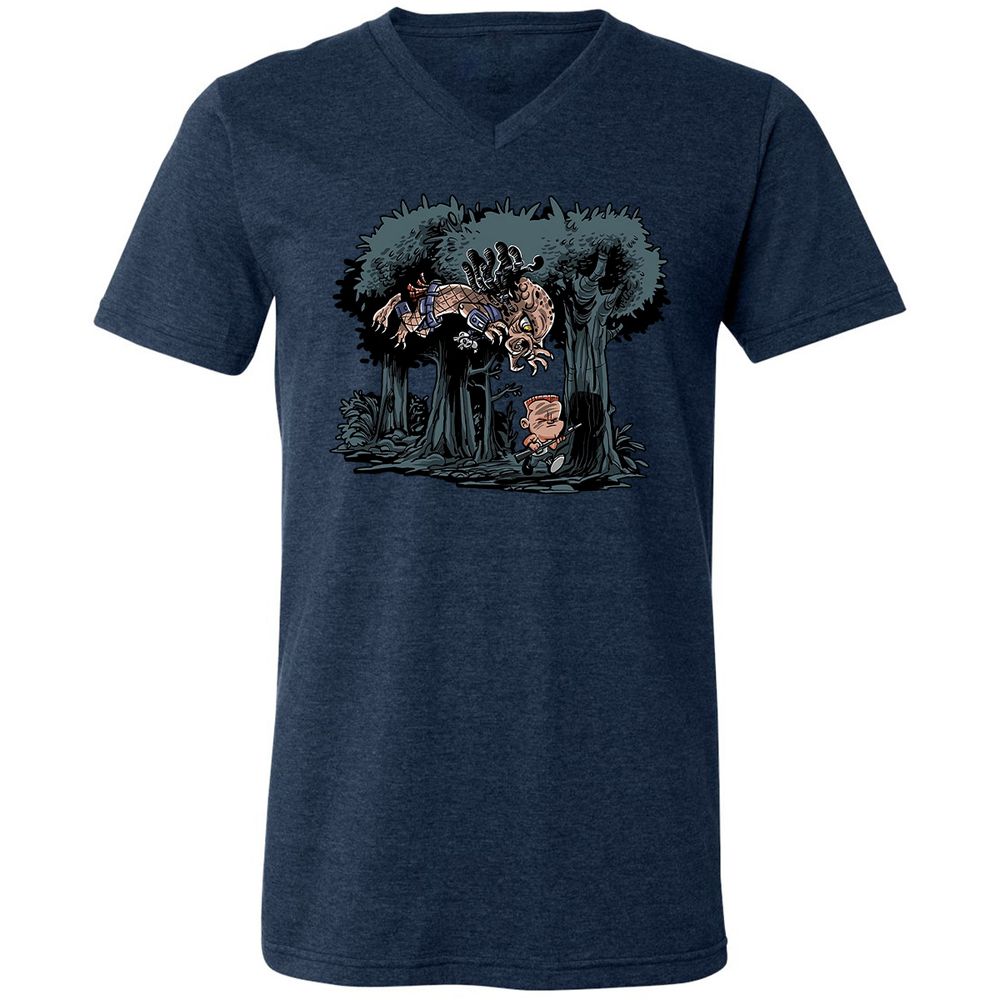 Unisex V-Neck T-Shirt - F4BRT1PJ - Heather Navy - 15