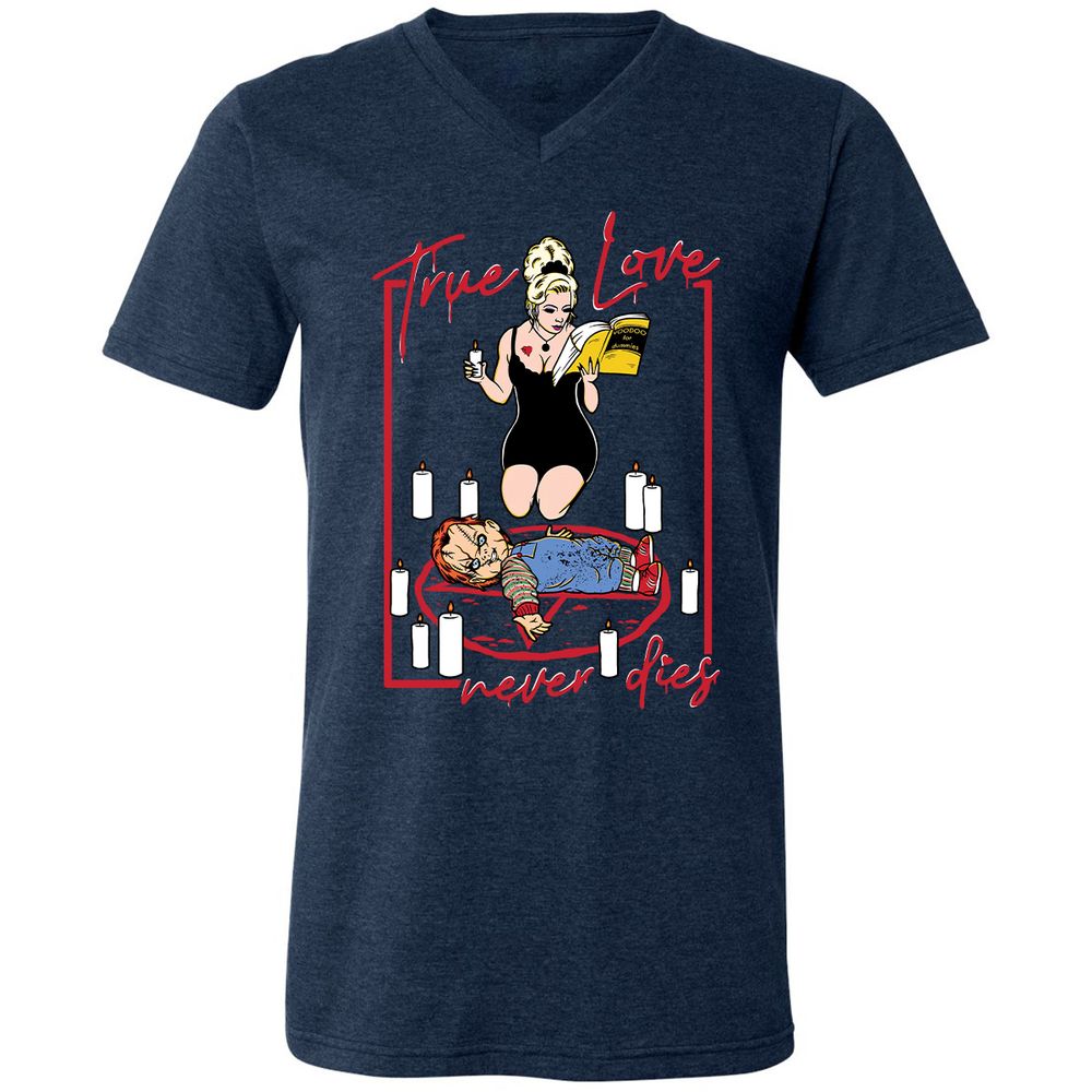 Unisex V-Neck T-Shirt - 2KHUJW56 - Heather Navy - 15