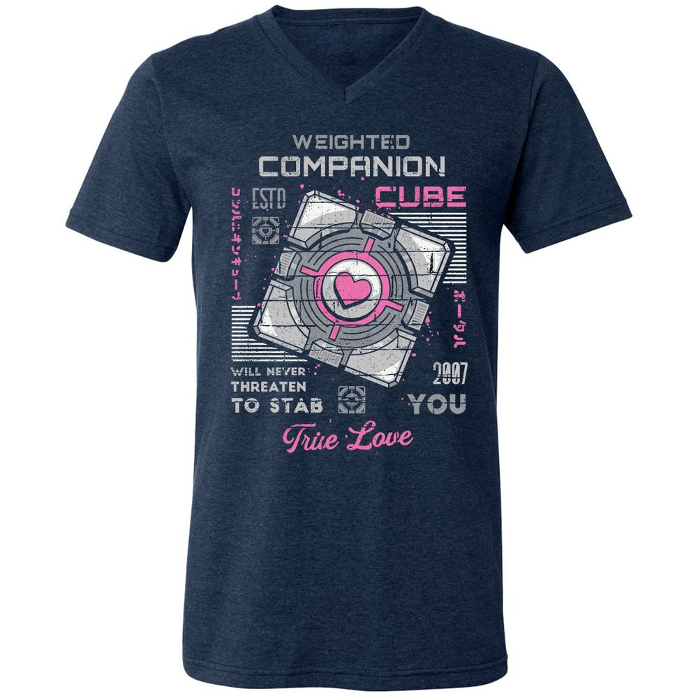Unisex V-Neck T-Shirt - 7APW6XUH - Heather Navy - 15