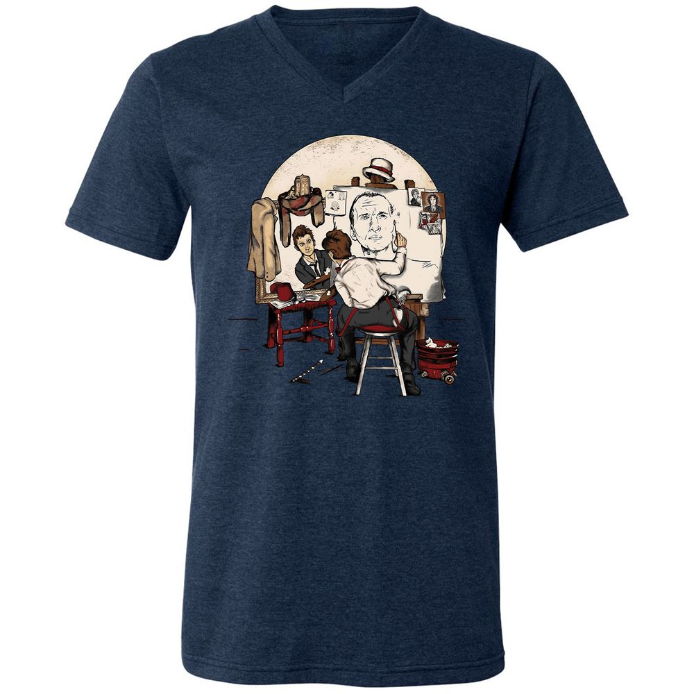 Unisex V-Neck T-Shirt - YFNADRQY - Heather Navy - 15