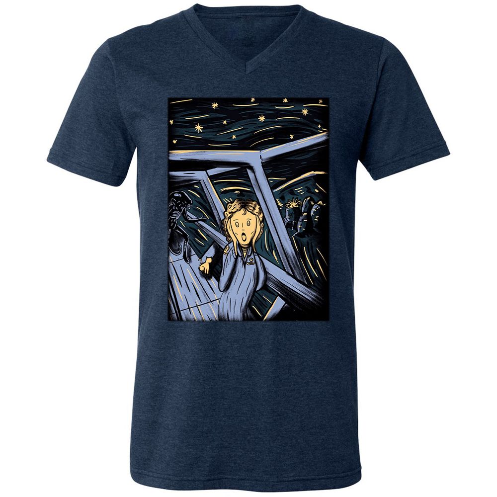 Unisex V-Neck T-Shirt - QLRJ3JAR - Heather Navy - 15