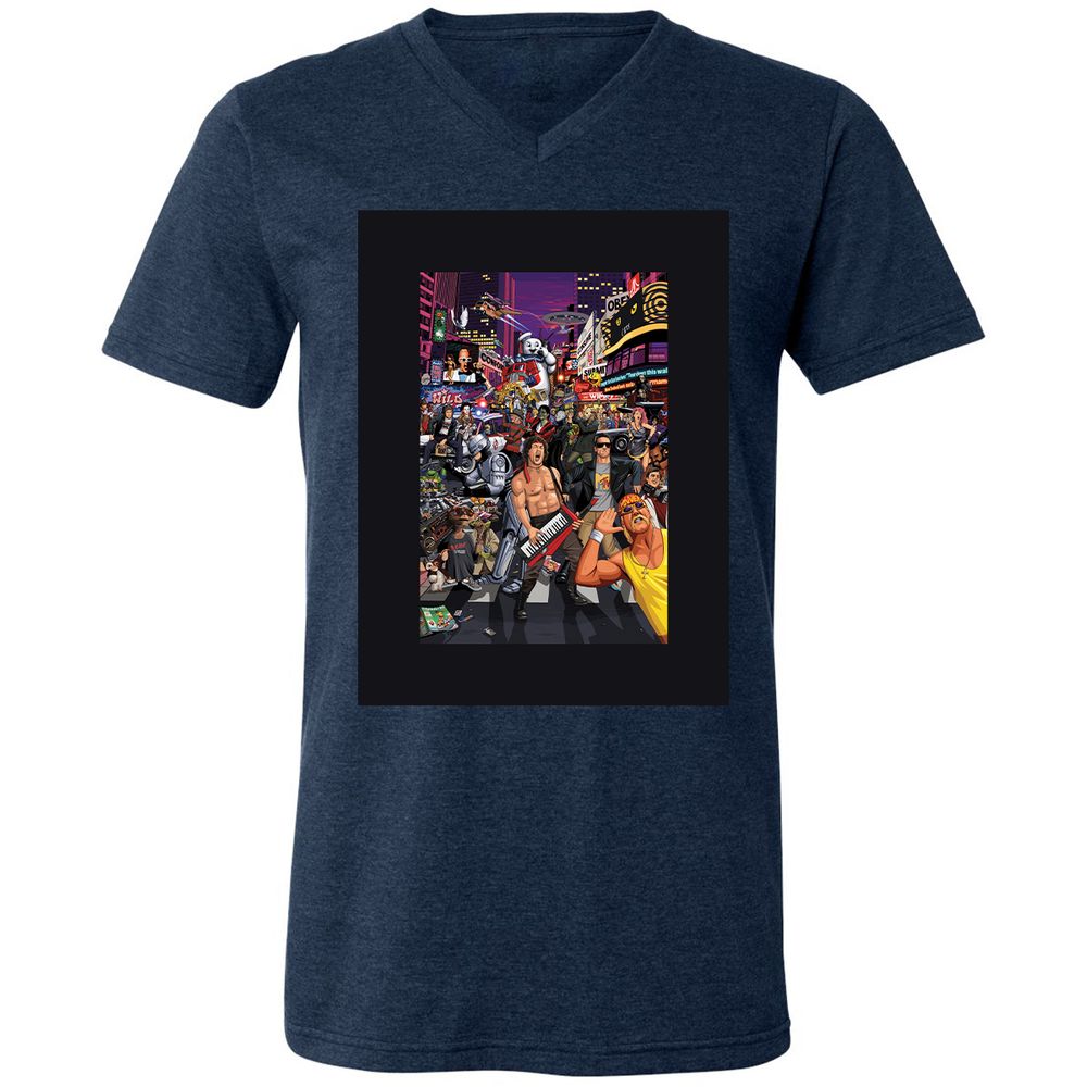 Unisex V-Neck T-Shirt - 9ZP7UPFT - Heather Navy - 15