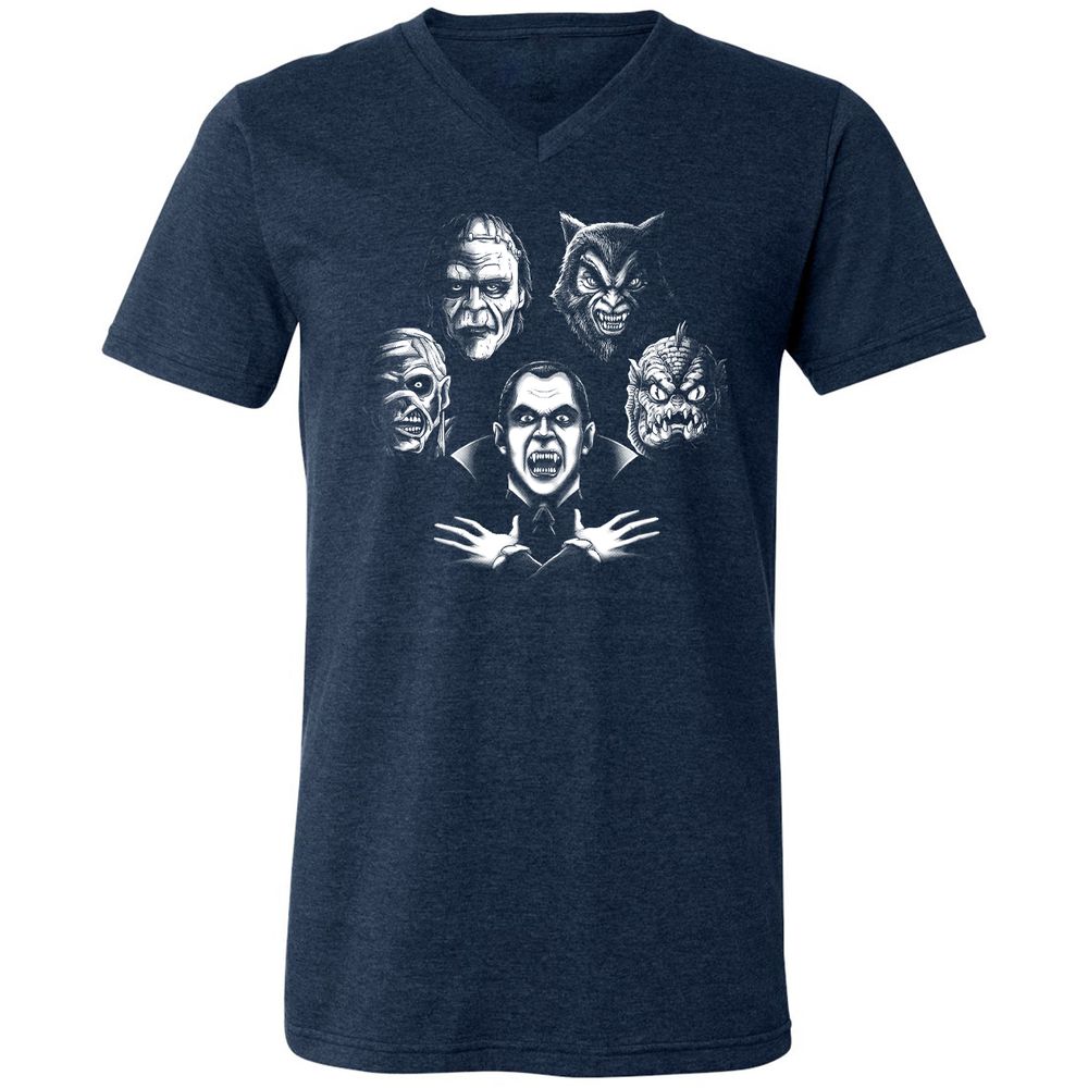 Unisex V-Neck T-Shirt - ZGGTQL7Q - Heather Navy - 15