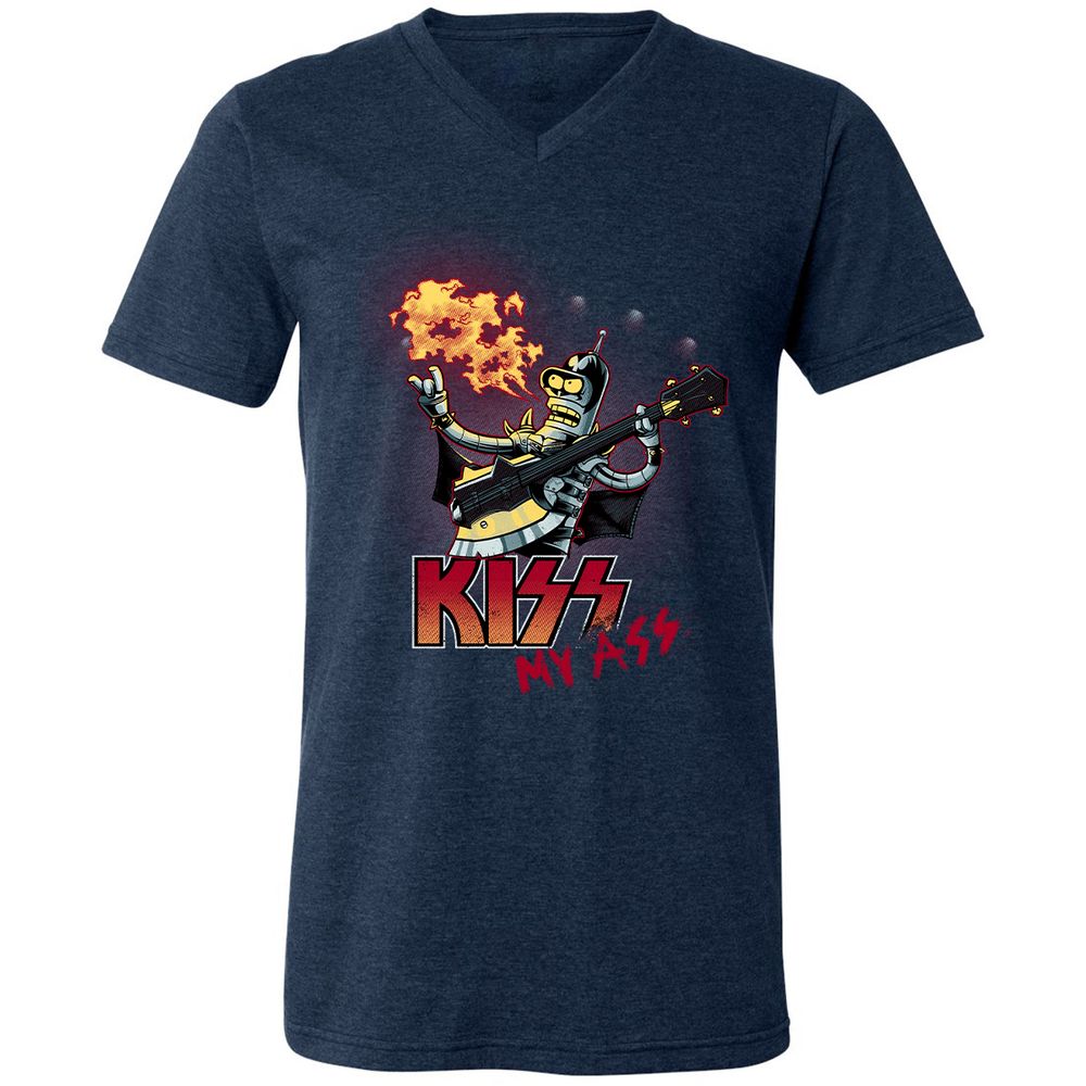 Unisex V-Neck T-Shirt - 385QWLQB - Heather Navy - 15