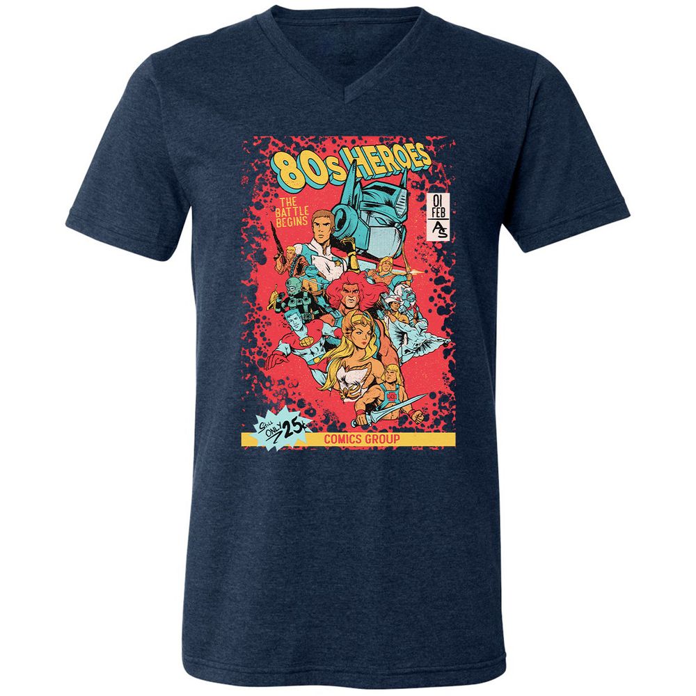 Unisex V-Neck T-Shirt - 3DFSFQZP - Heather Navy - 15