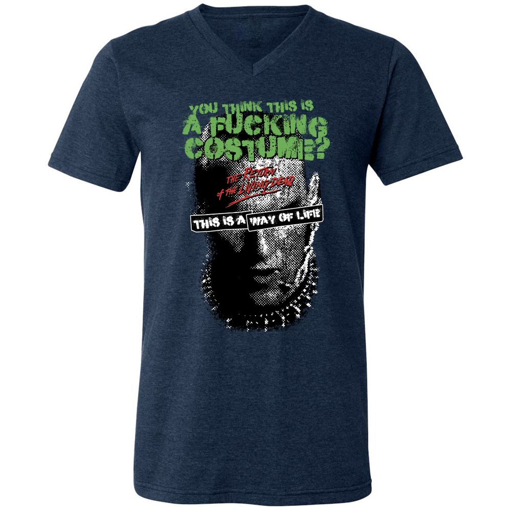 Unisex V-Neck T-Shirt - 11W3D3TT - Heather Navy - 15