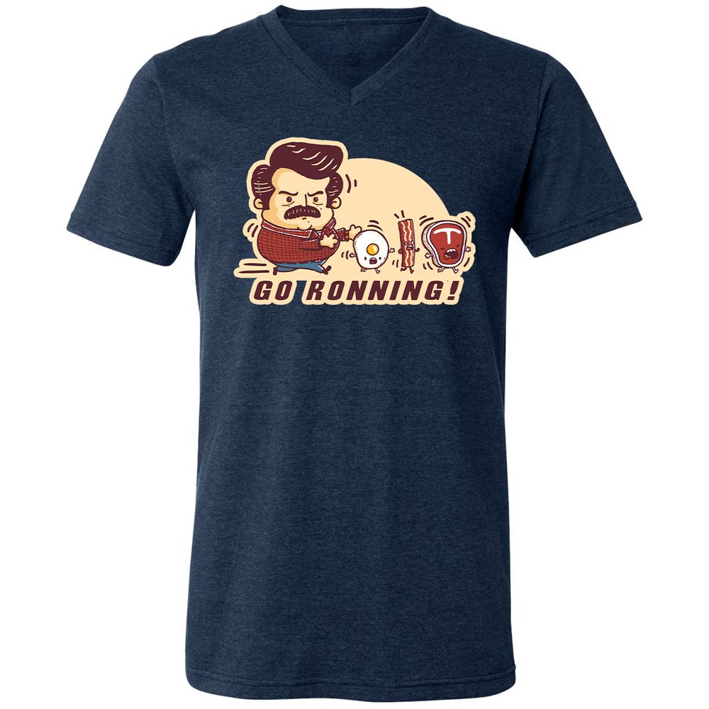 Unisex V-Neck T-Shirt - 47TZFM8T - Heather Navy - 15