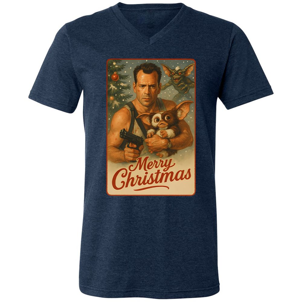 Unisex V-Neck T-Shirt - EXZZCXXL - Heather Navy - 15