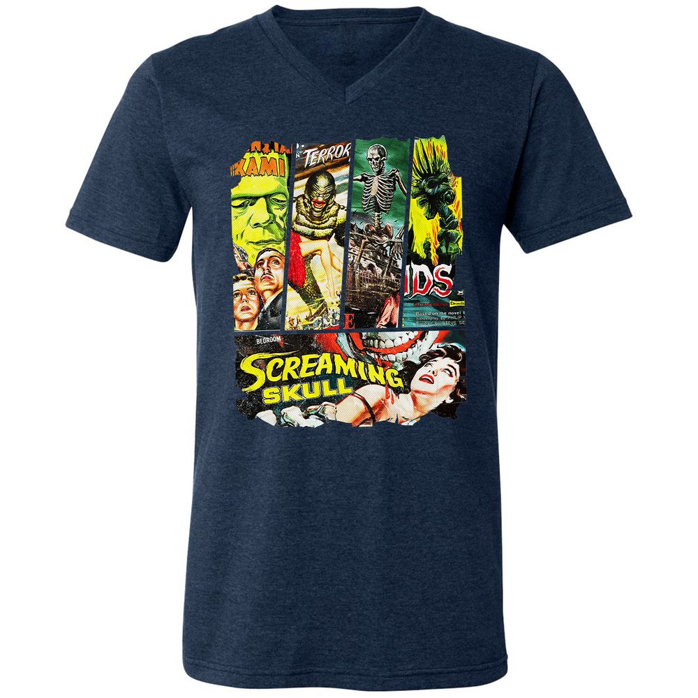 Unisex V-Neck T-Shirt - P6ECZBZC - Heather Navy - 15