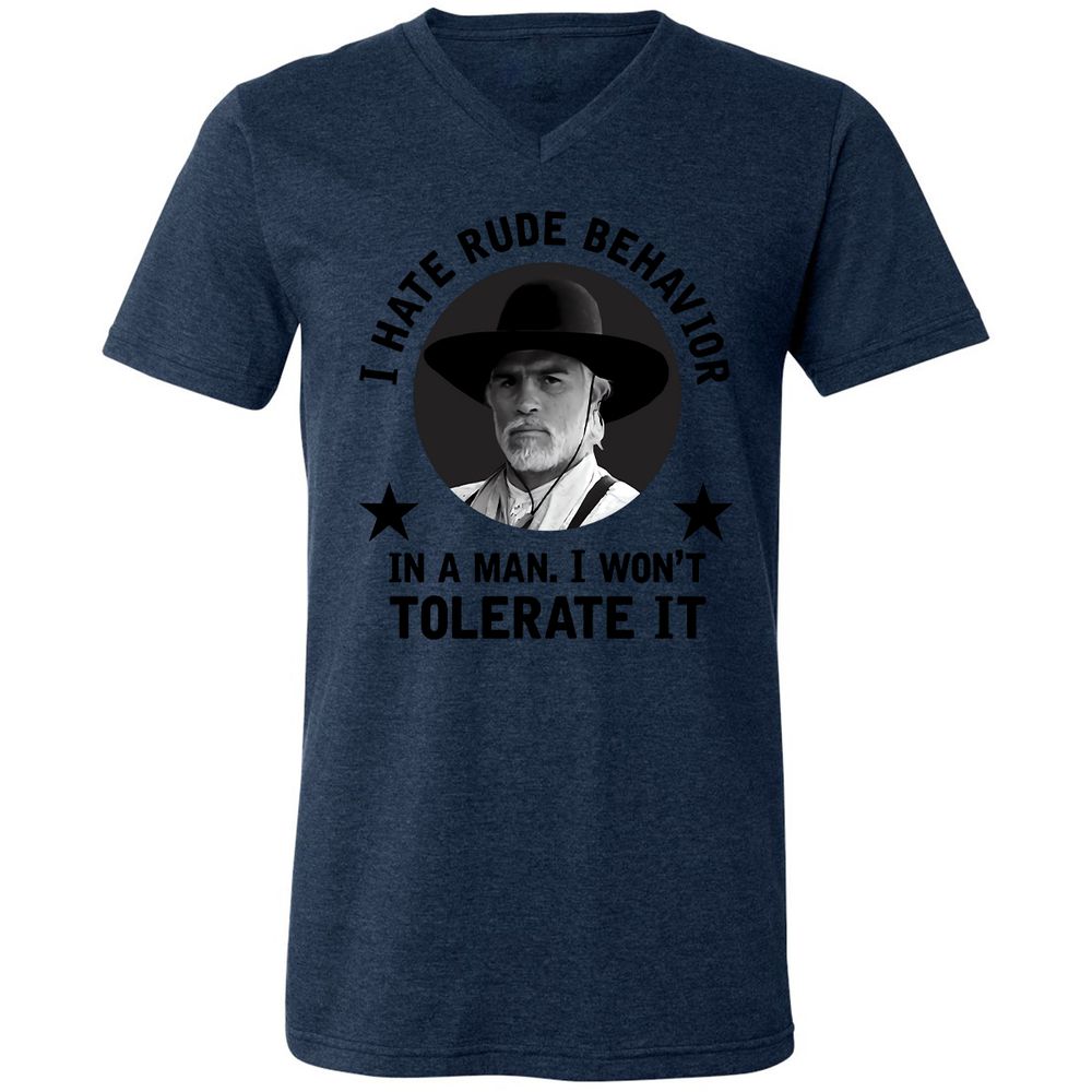 Unisex V-Neck T-Shirt - ERQY7DTT - Heather Navy - 15
