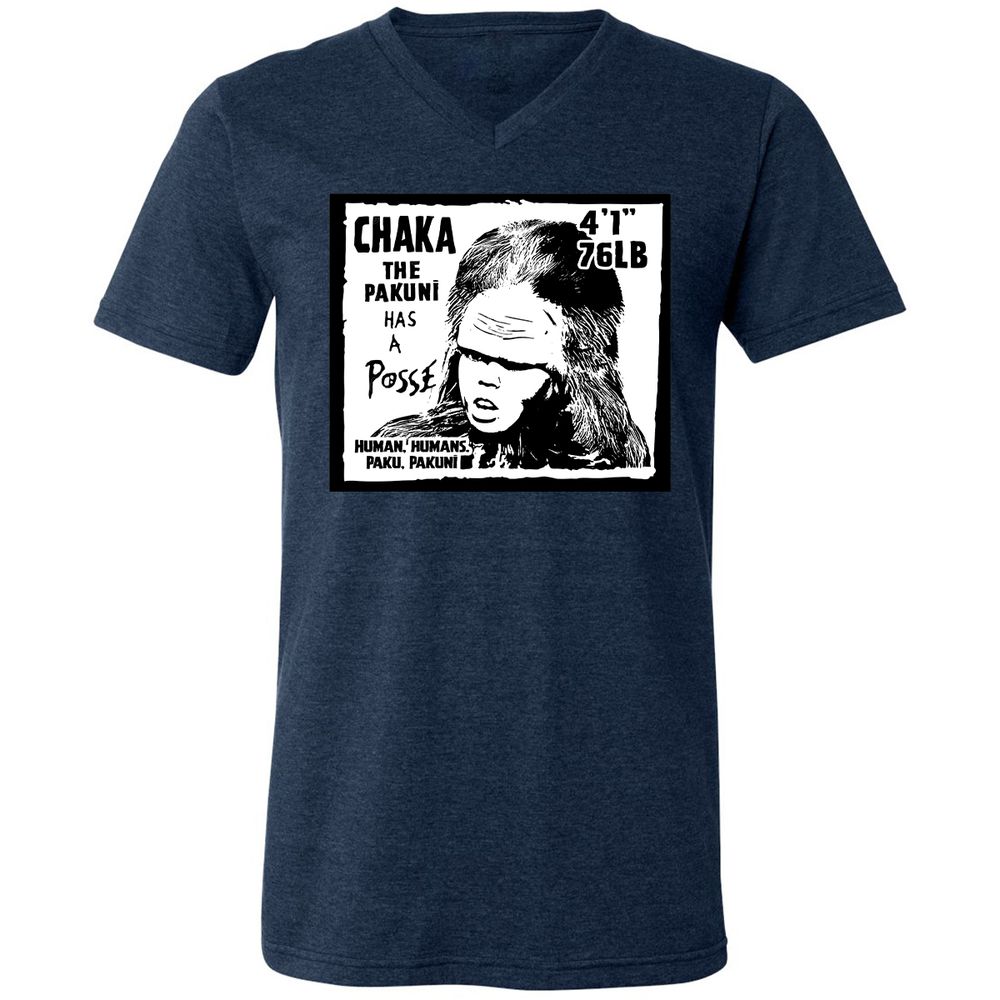 Unisex V-Neck T-Shirt - HWTV1J9A - Heather Navy - 15