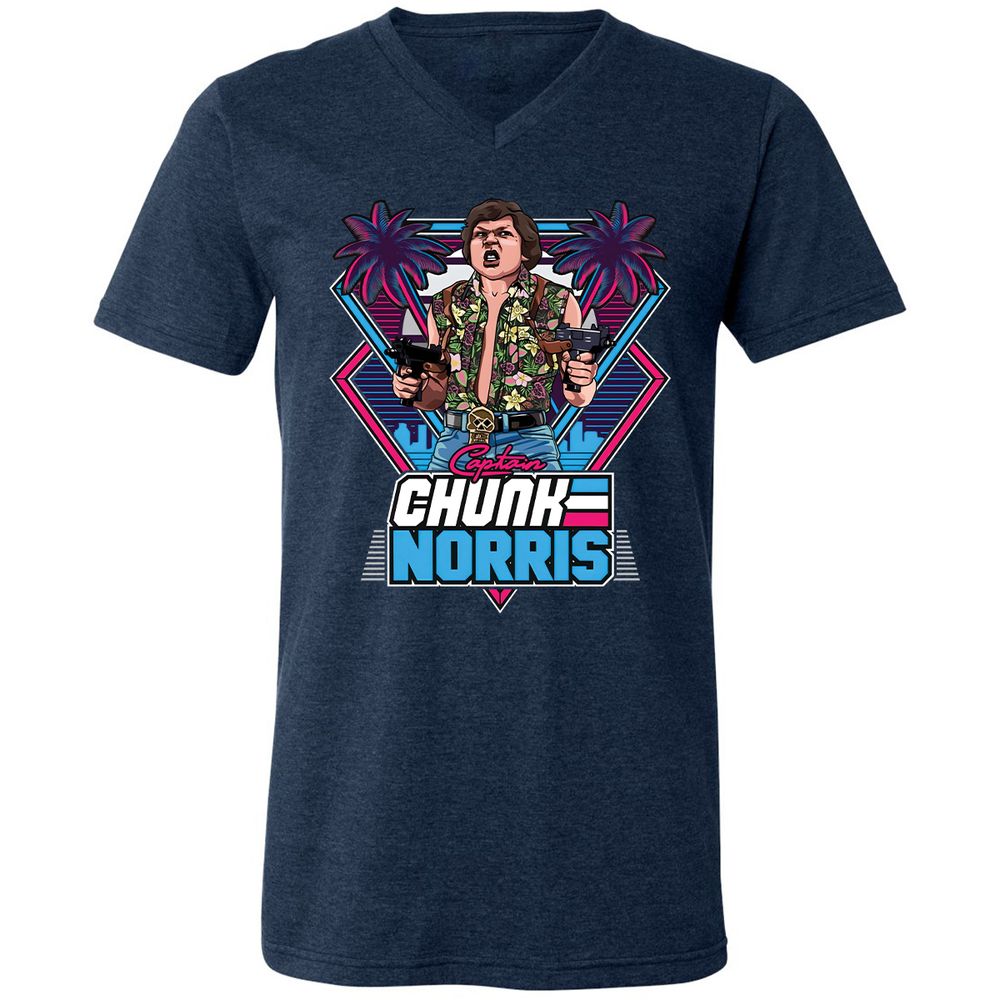 Unisex V-Neck T-Shirt - GECEBCEC - Heather Navy - 15