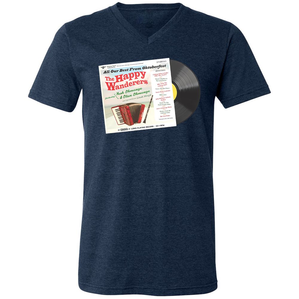 Unisex V-Neck T-Shirt - QHDQ77EH - Heather Navy - 15