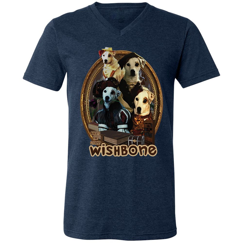 Unisex V-Neck T-Shirt - T66K7YGX - Heather Navy - 15