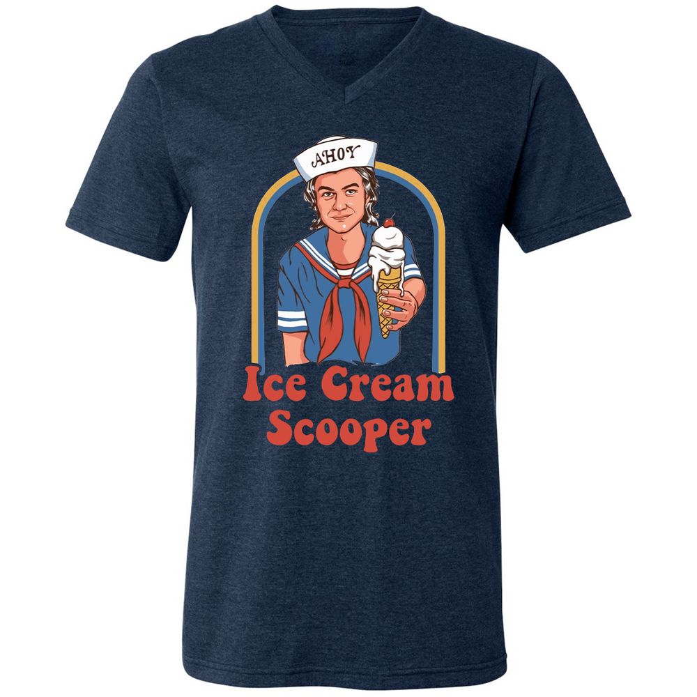 Unisex V-Neck T-Shirt - 7W7LL9UV - Heather Navy - 15