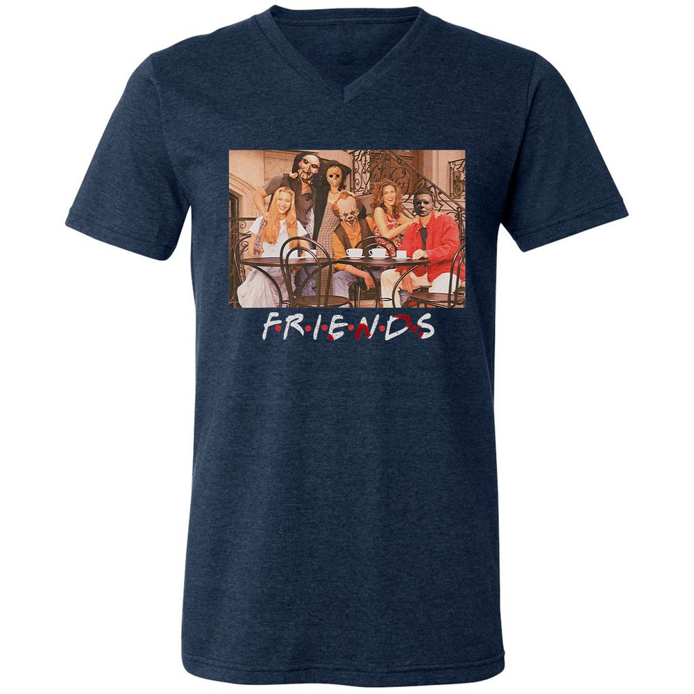 Unisex V-Neck T-Shirt - A5GZC4RV - Heather Navy - 15