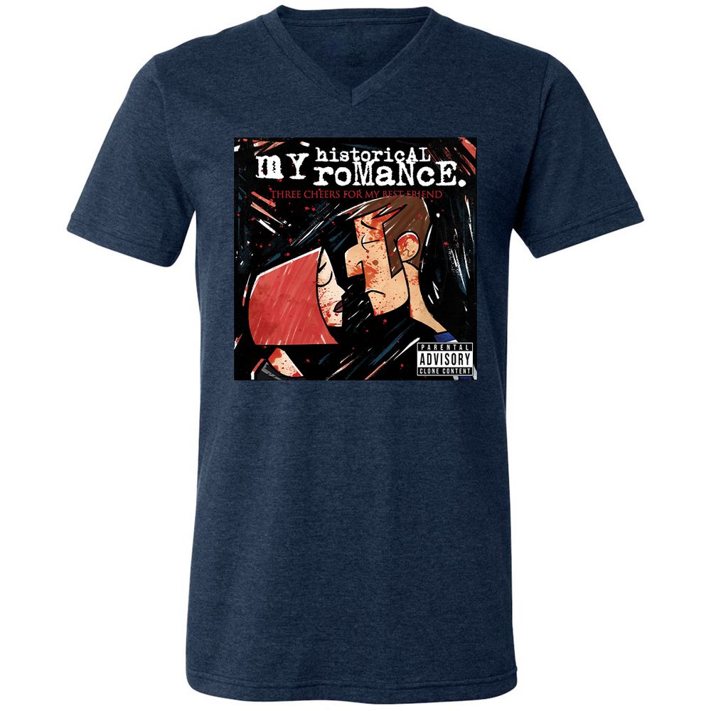 Unisex V-Neck T-Shirt - H61NCCYZ - Heather Navy - 15