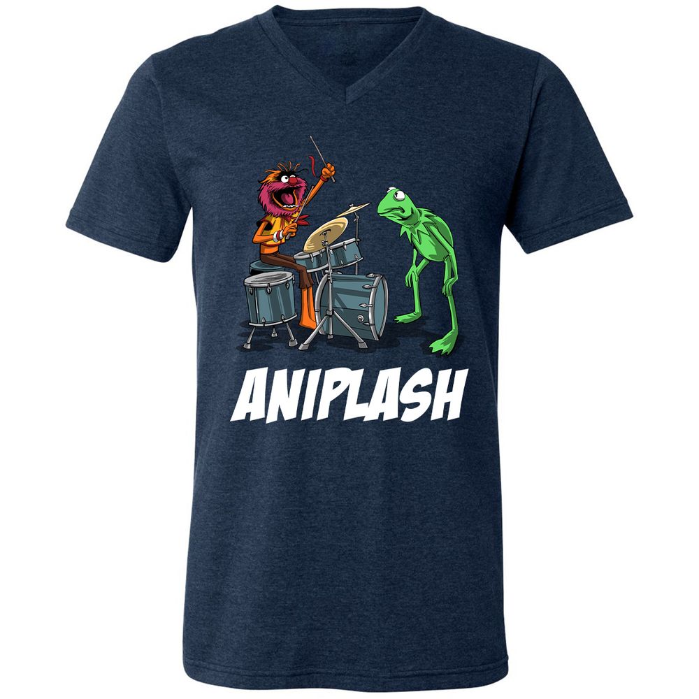 Unisex V-Neck T-Shirt - T6JSM8SV - Heather Navy - 15