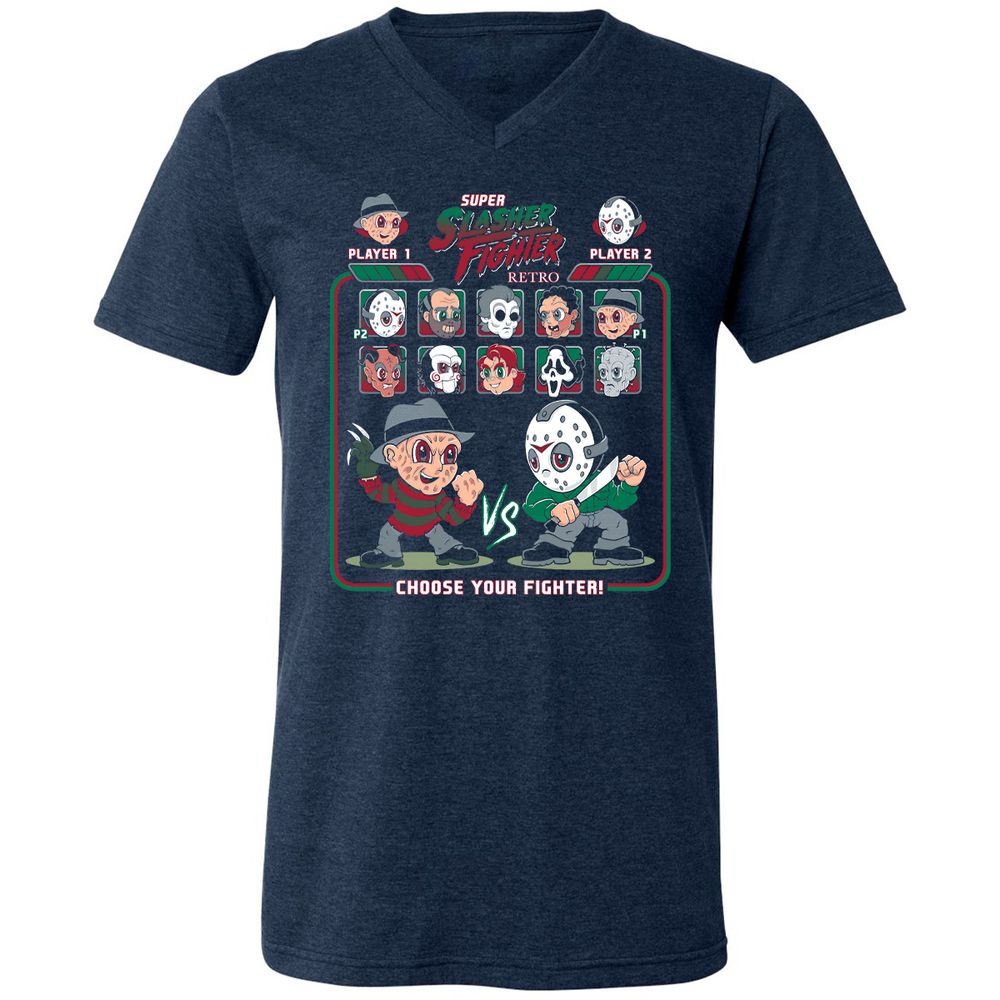 Unisex V-Neck T-Shirt - 73X137DC - Heather Navy - 15