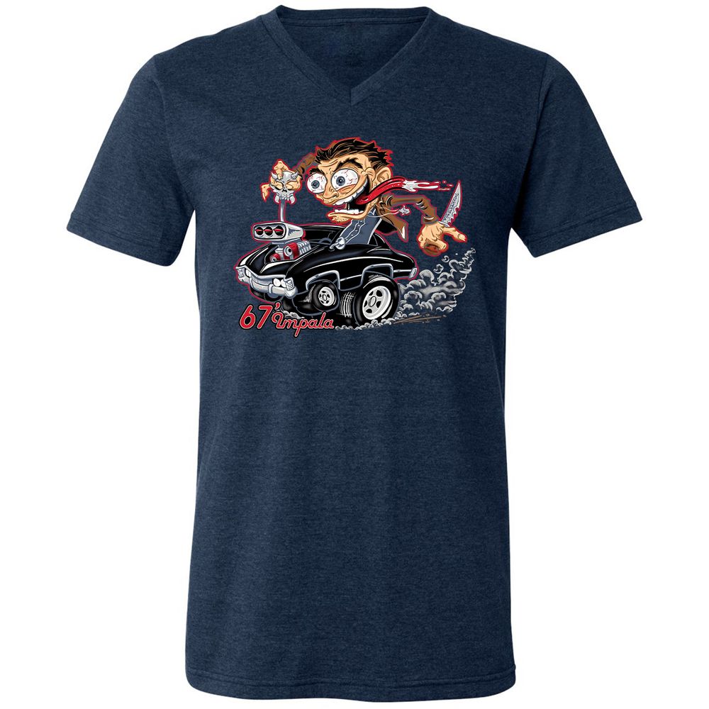 Unisex V-Neck T-Shirt - RKXFV9TJ - Heather Navy - 15