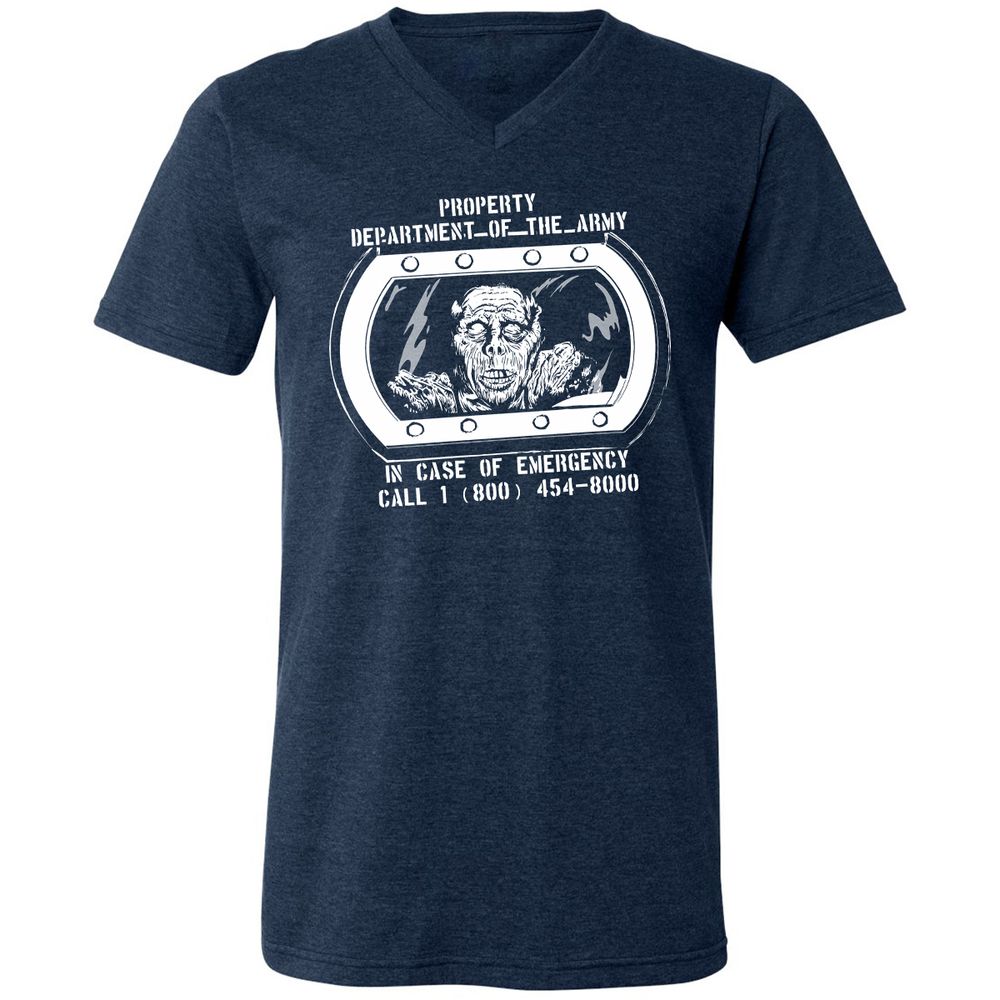 Unisex V-Neck T-Shirt - MVMGQCXR - Heather Navy - 15